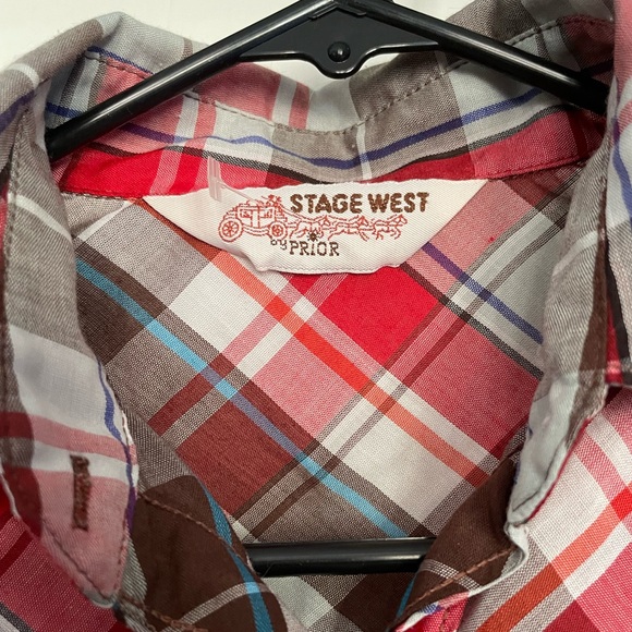 Vintage Stage West by Prior Western Plaid Button Down Shirt with Ruffle Detail - Picture 9 of 13